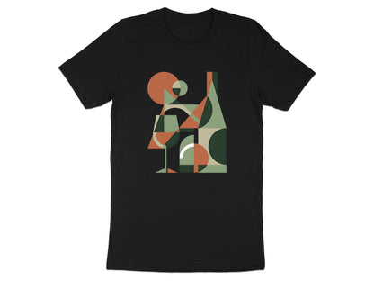 Geometric Wine Art T-Shirt - Modern Abstract Beverage  Tee