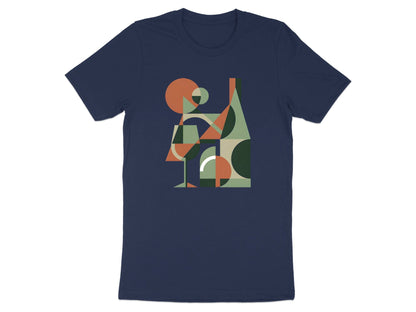 Geometric Wine Art T-Shirt - Modern Abstract Beverage  Tee