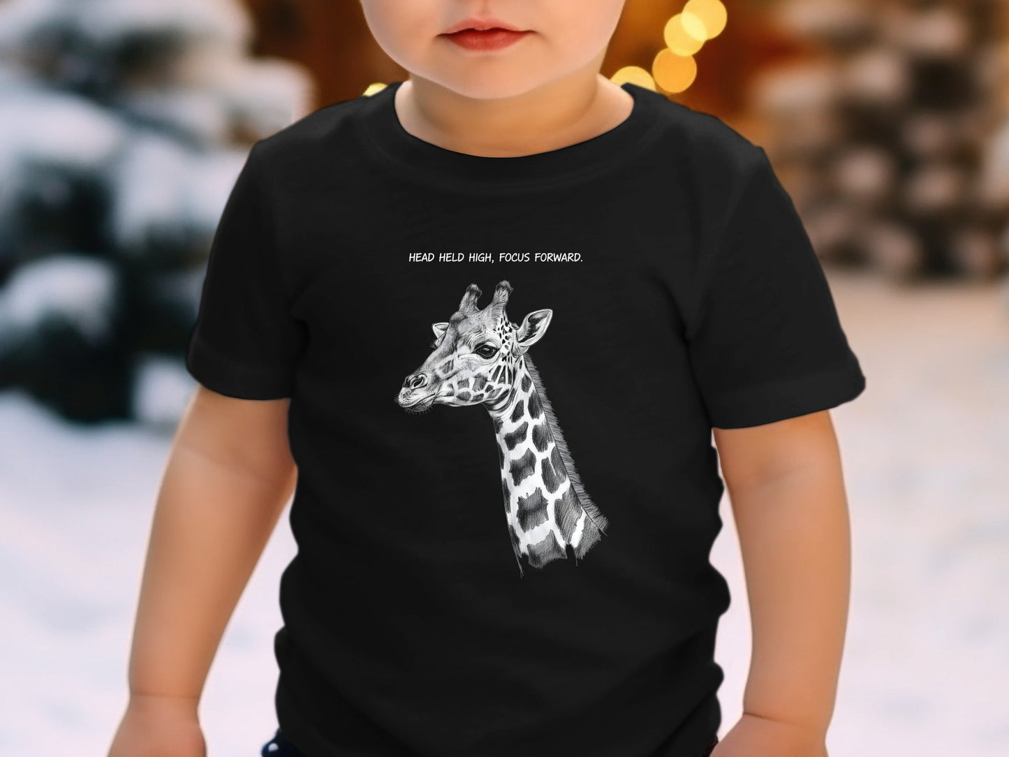 Giraffe 'Head Held High' Inspirational Pencil Sketch T-Shirt
