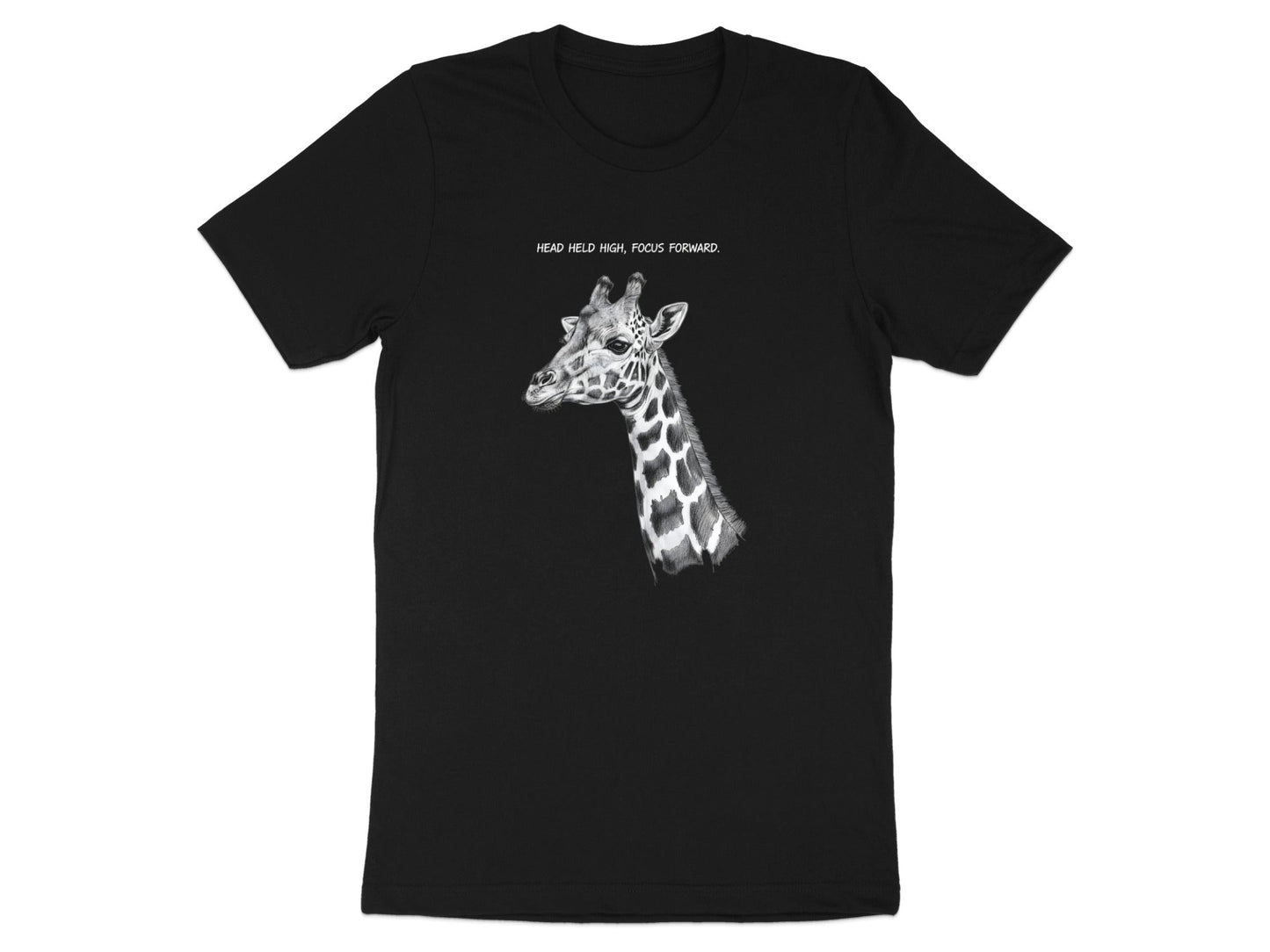 Giraffe 'Head Held High' Inspirational Pencil Sketch T-Shirt