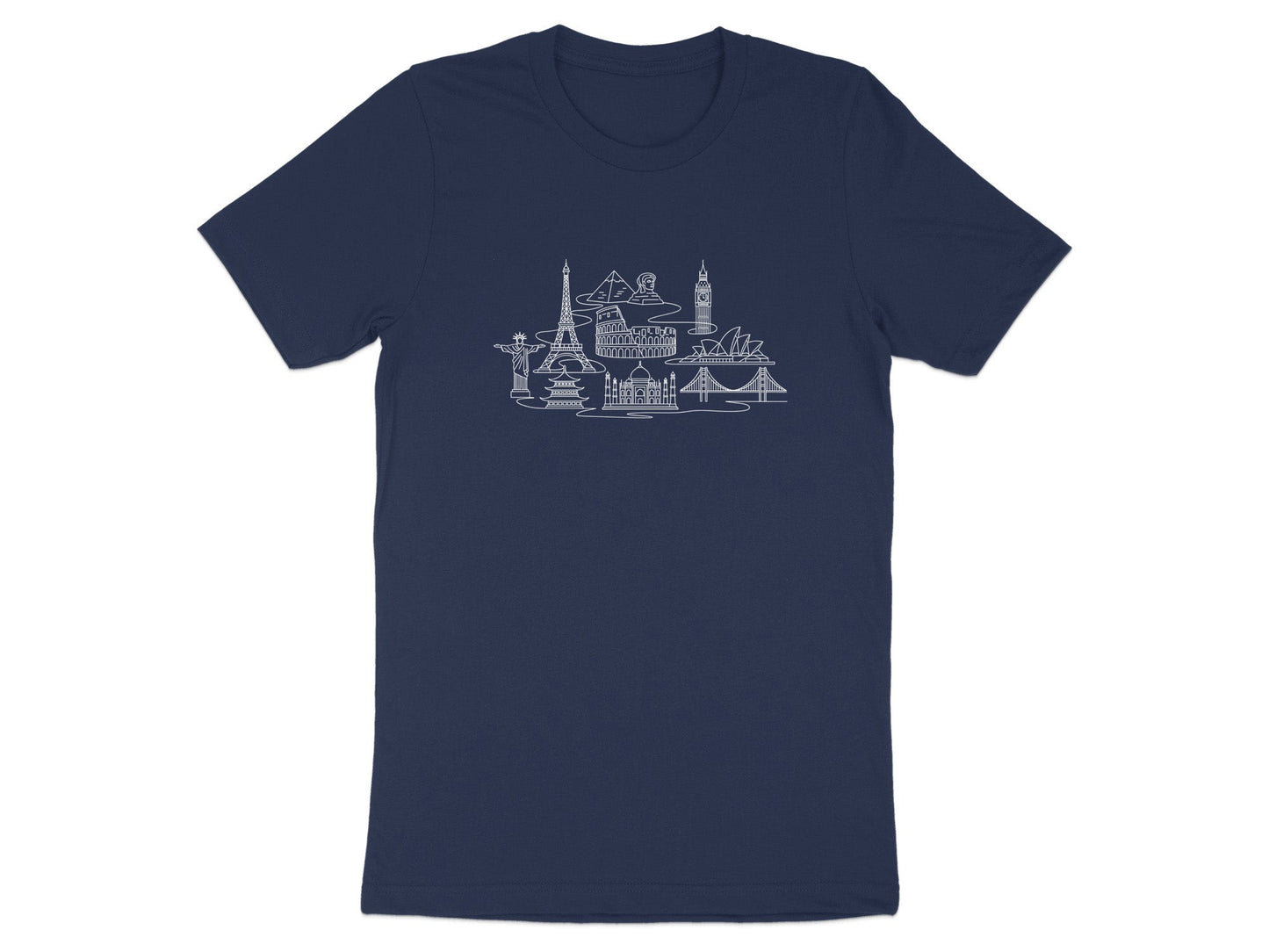World Landmarks Line Art Graphic T-Shirt