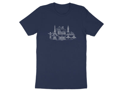 World Landmarks Line Art Graphic T-Shirt