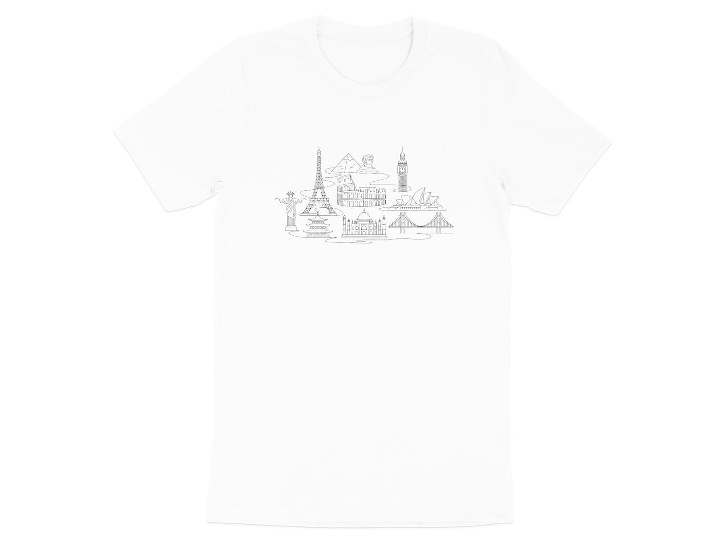 World Landmarks Line Art Graphic T-Shirt