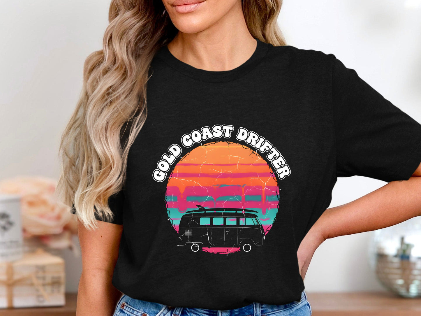 Gold Coast Drifter Retro Synthwave Kombi T-Shirt