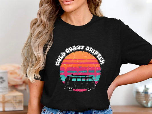 Gold Coast Drifter Retro Synthwave Kombi T-Shirt