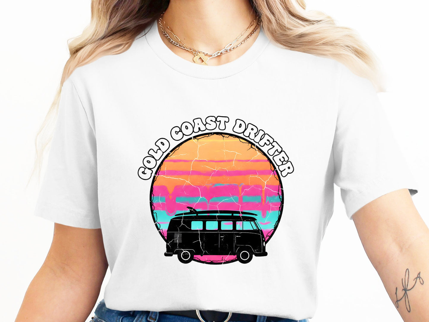 Gold Coast Drifter Retro Synthwave Kombi T-Shirt