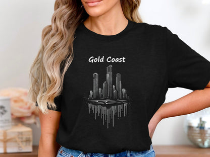 Gold Coast Skyline Drip Art T-Shirt | Queensland Coastal Fashion