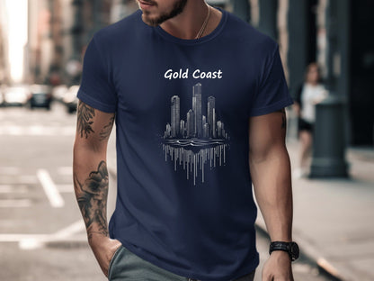 Gold Coast Skyline Drip Art T-Shirt | Queensland Coastal Fashion