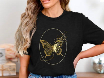 Shattered Golden Butterfly Graphic Tee
