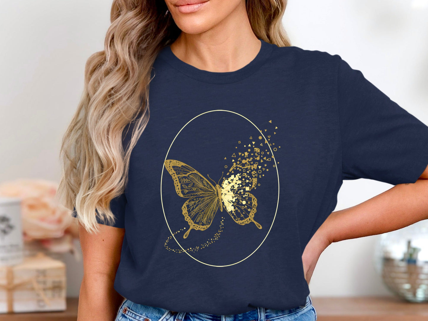 Shattered Golden Butterfly Graphic Tee