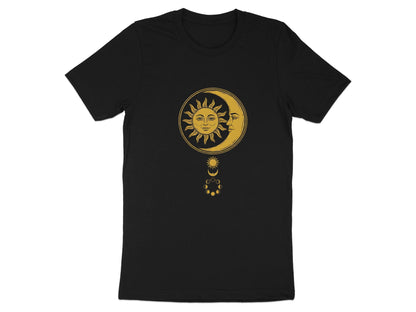 Vintage Sun & Moon Phases Tee – Antique Gold Celestial T-Shirt