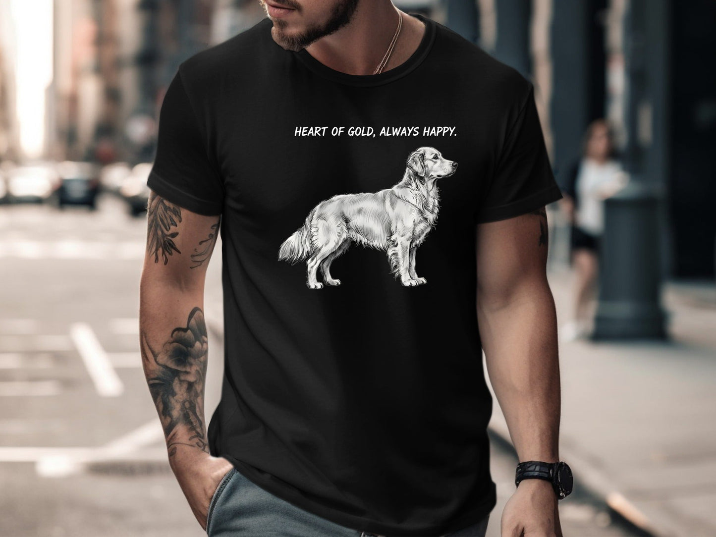 Golden Retriever 'Heart of Gold' Pencil Sketch T-Shirt