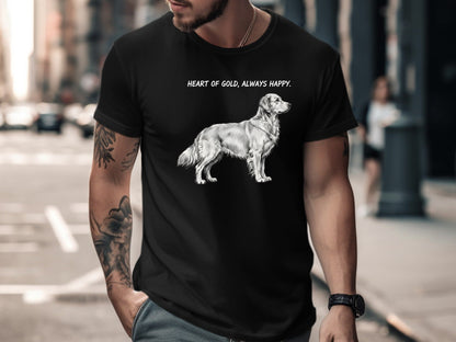 Golden Retriever 'Heart of Gold' Pencil Sketch T-Shirt