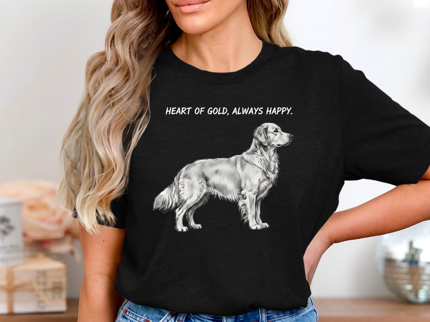 Golden Retriever 'Heart of Gold' Pencil Sketch T-Shirt