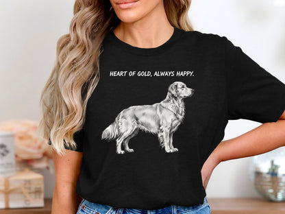 Golden Retriever 'Heart of Gold' Pencil Sketch T-Shirt