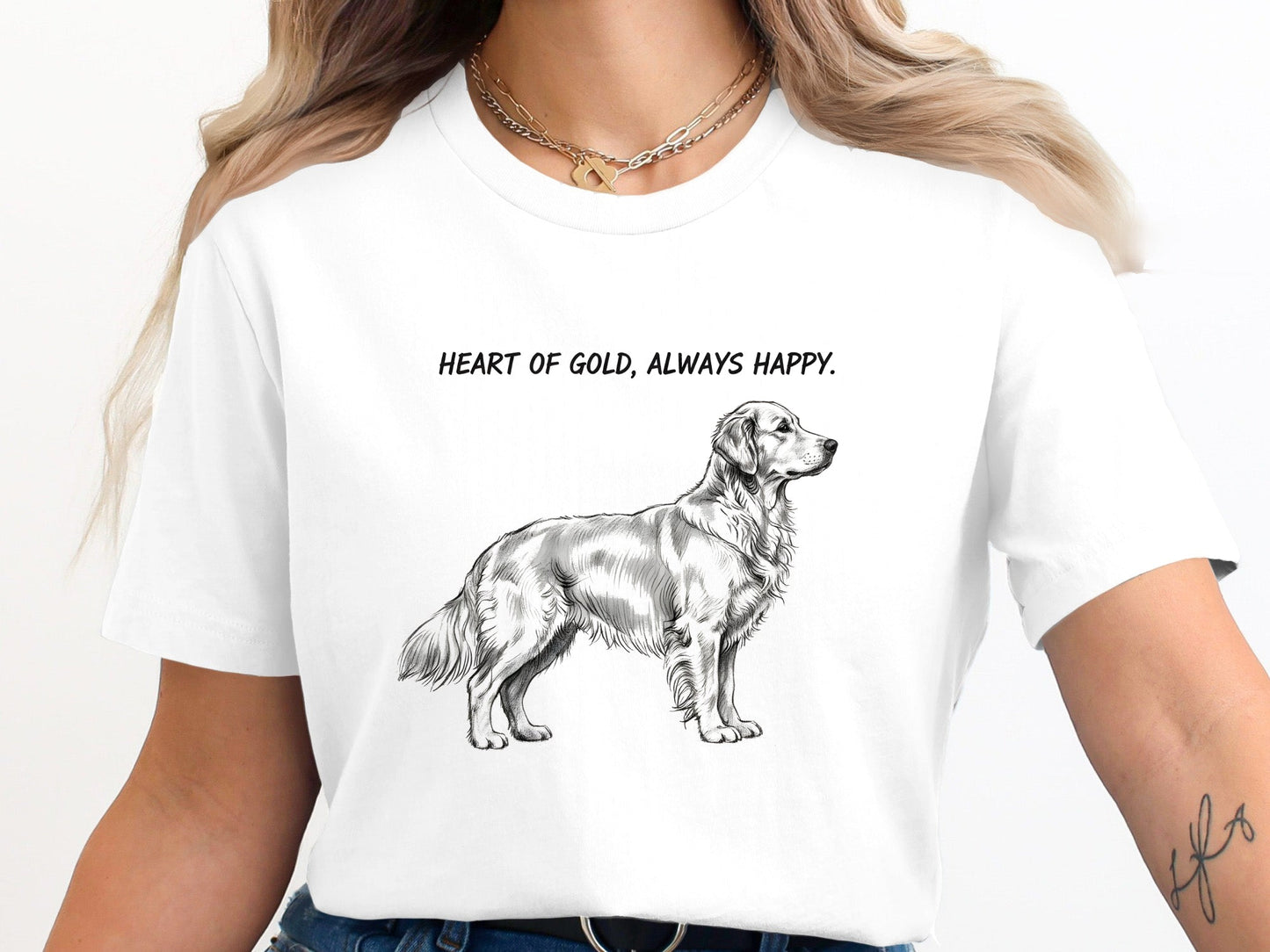 Golden Retriever 'Heart of Gold' Pencil Sketch T-Shirt