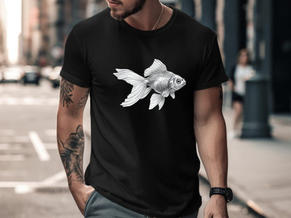 Elegant Goldfish Pencil Drawing Artistic T-Shirt
