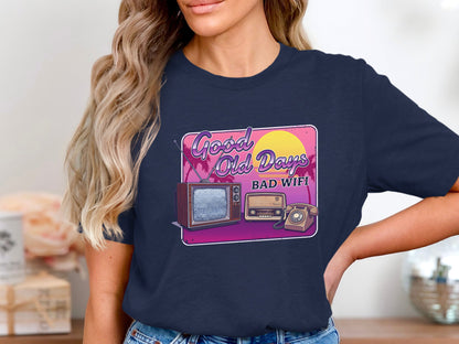 Good Old Days Bad Wifi Synthwave T-Shirt
