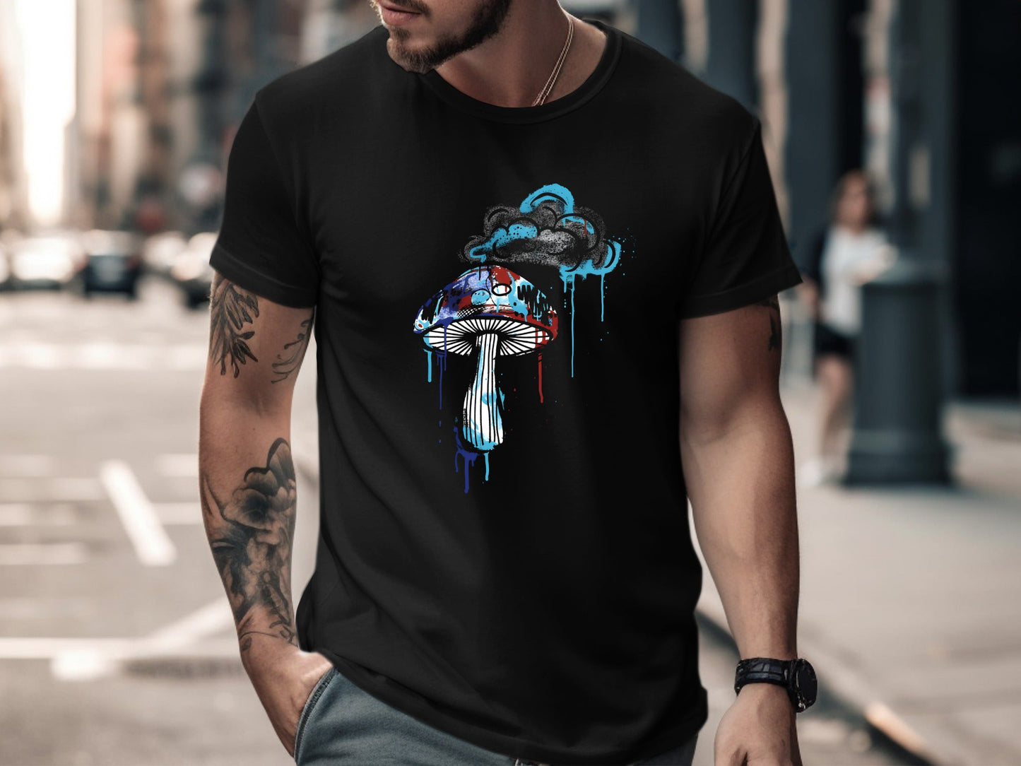 Graffiti Psychedelic Mushroom Drip Tee