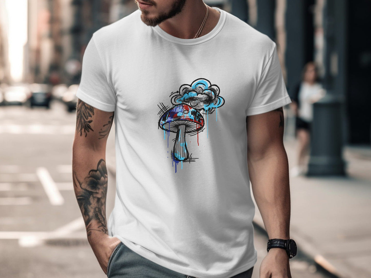 Graffiti Psychedelic Mushroom Drip Tee