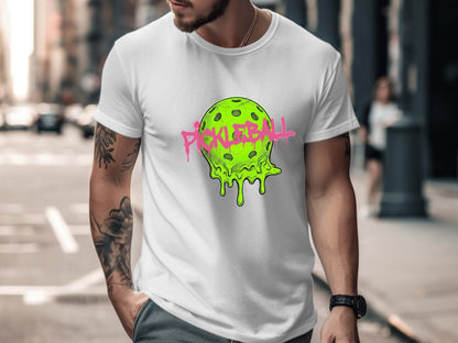 Melting Neon Pickleball Streetwear Graphic T-Shirt