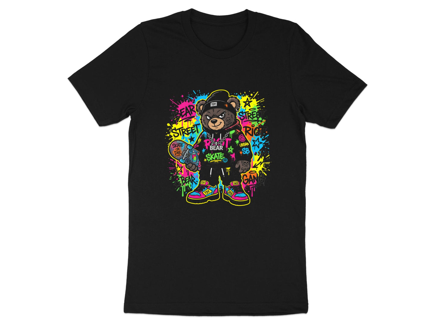 Street Style Graffiti Skater Bear Urban Graphic Tee