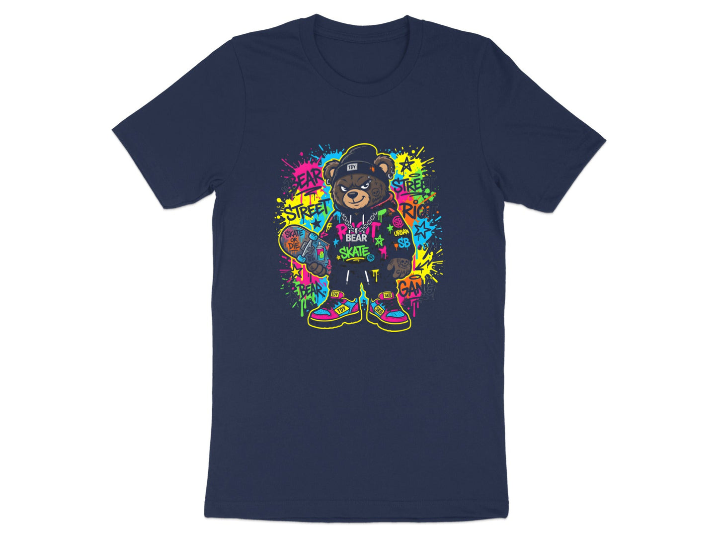 Street Style Graffiti Skater Bear Urban Graphic Tee