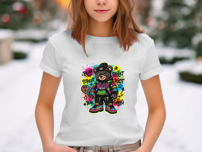 Street Style Graffiti Skater Bear Urban Graphic Tee