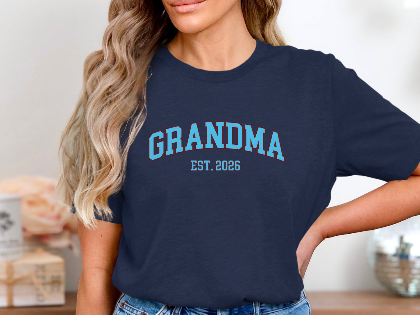 Grandma Est. 2026 Minimalist Sage Green Tee - New Grandparent Gift