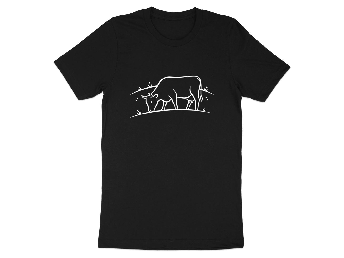 Minimalist Grazing Cow Line Art T-Shirt - Simple & Stylish