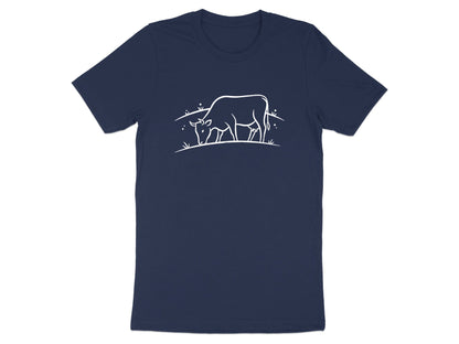 Minimalist Grazing Cow Line Art T-Shirt - Simple & Stylish