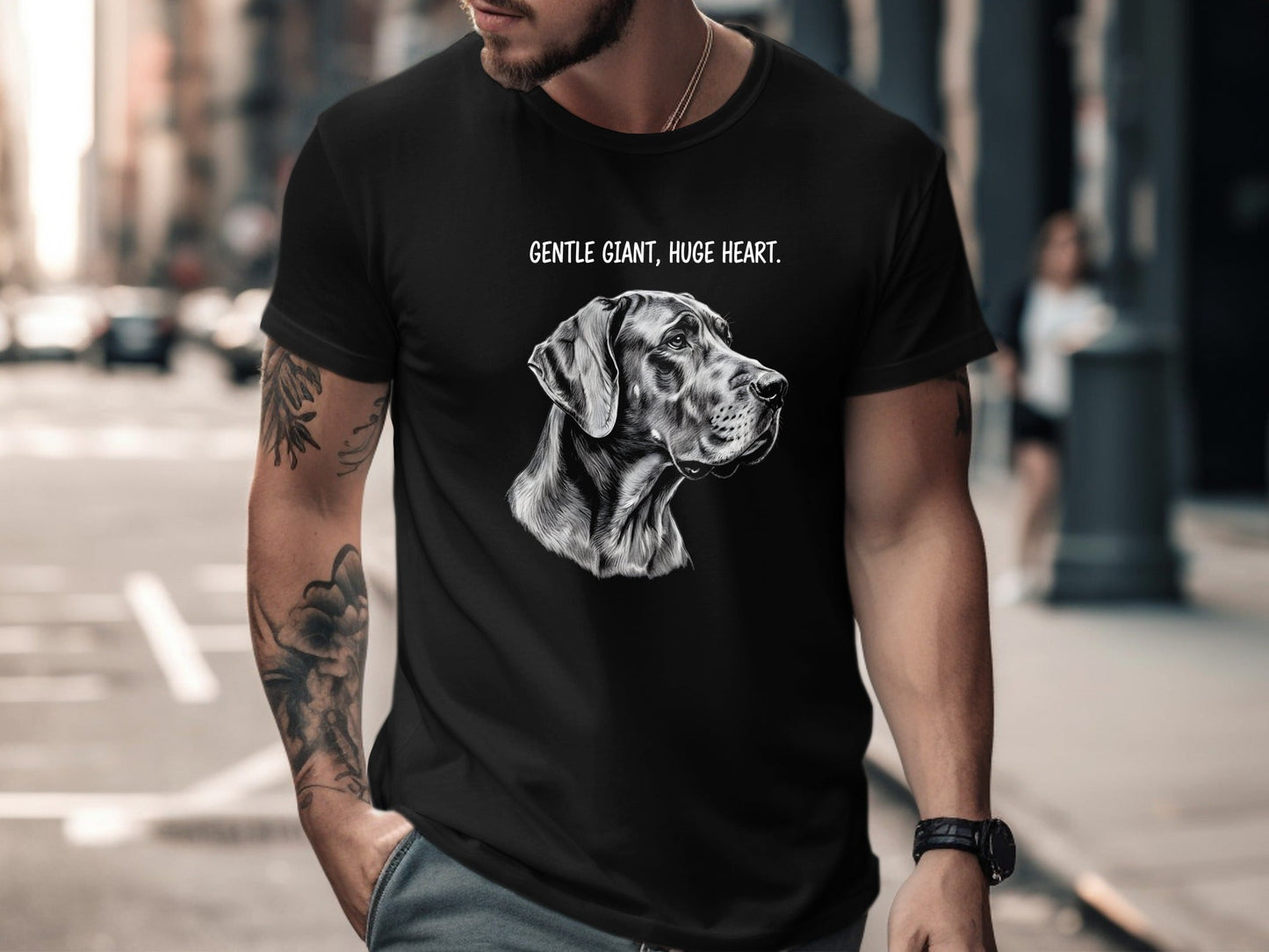 Great Dane 'Gentle Giant Huge Heart' Pencil Sketch Tee
