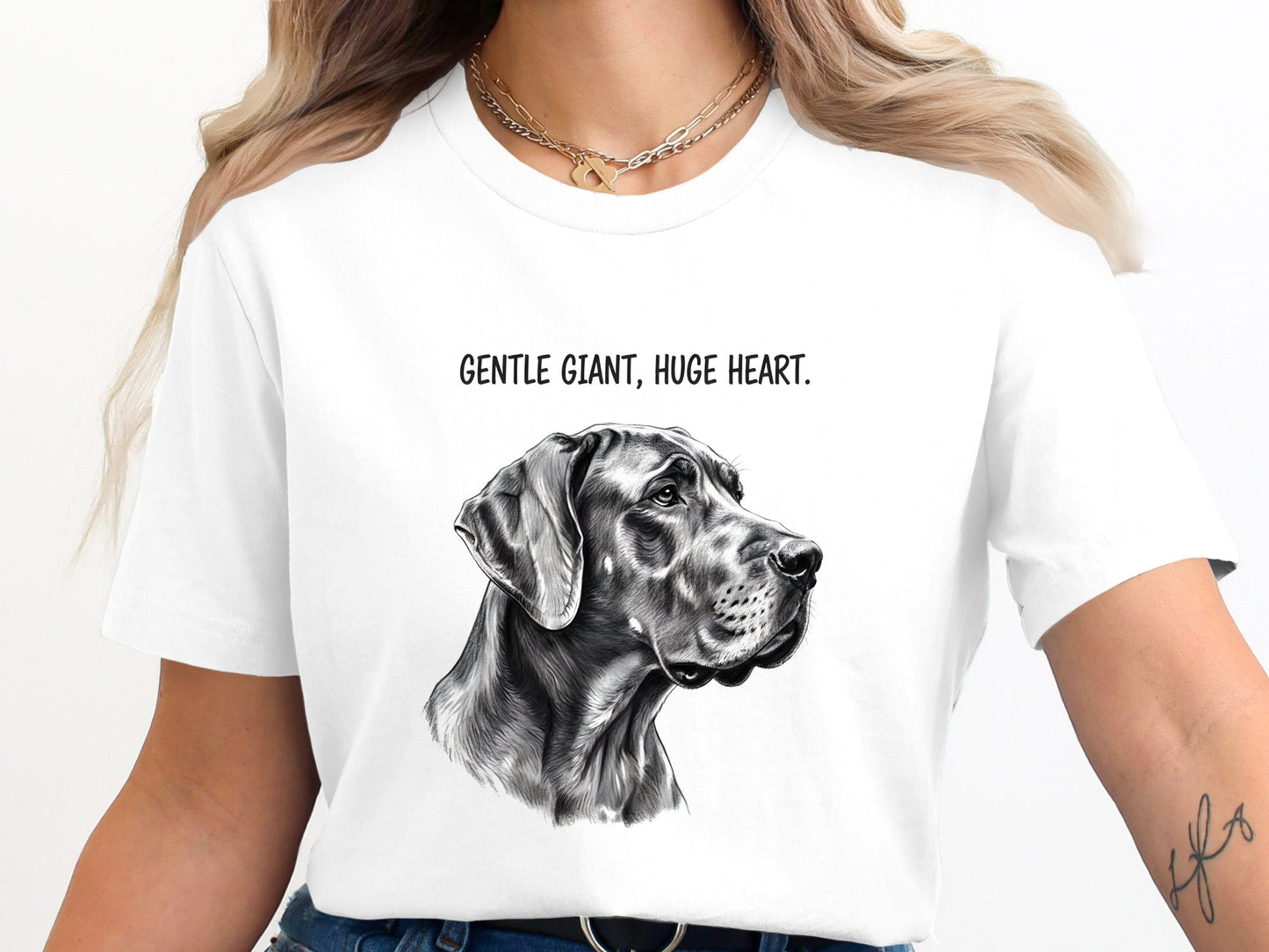 Great Dane 'Gentle Giant Huge Heart' Pencil Sketch Tee