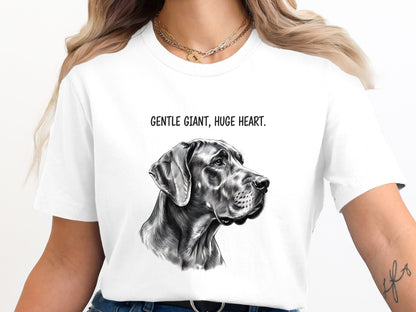 Great Dane 'Gentle Giant Huge Heart' Pencil Sketch Tee