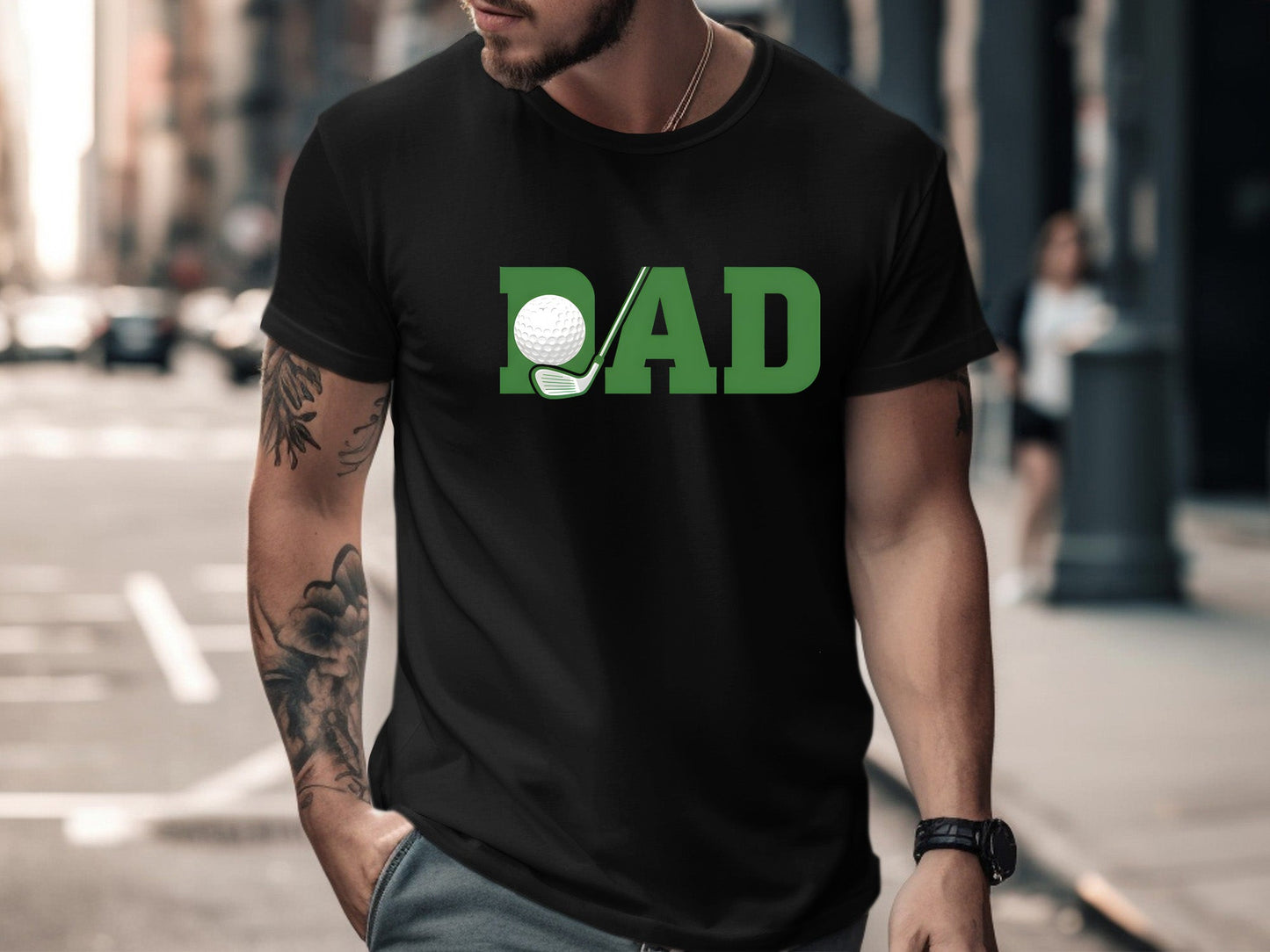 Golf Dad Green Block Text T-Shirt