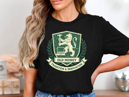 Old Money Tradition & Innovation Crest T-Shirt - Forest Green Graphic Tee