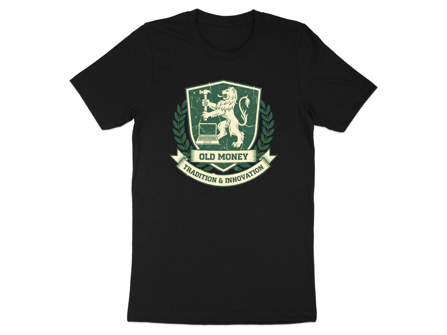 Old Money Tradition & Innovation Crest T-Shirt - Forest Green Graphic Tee