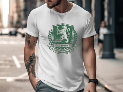Old Money Tradition & Innovation Crest T-Shirt - Forest Green Graphic Tee