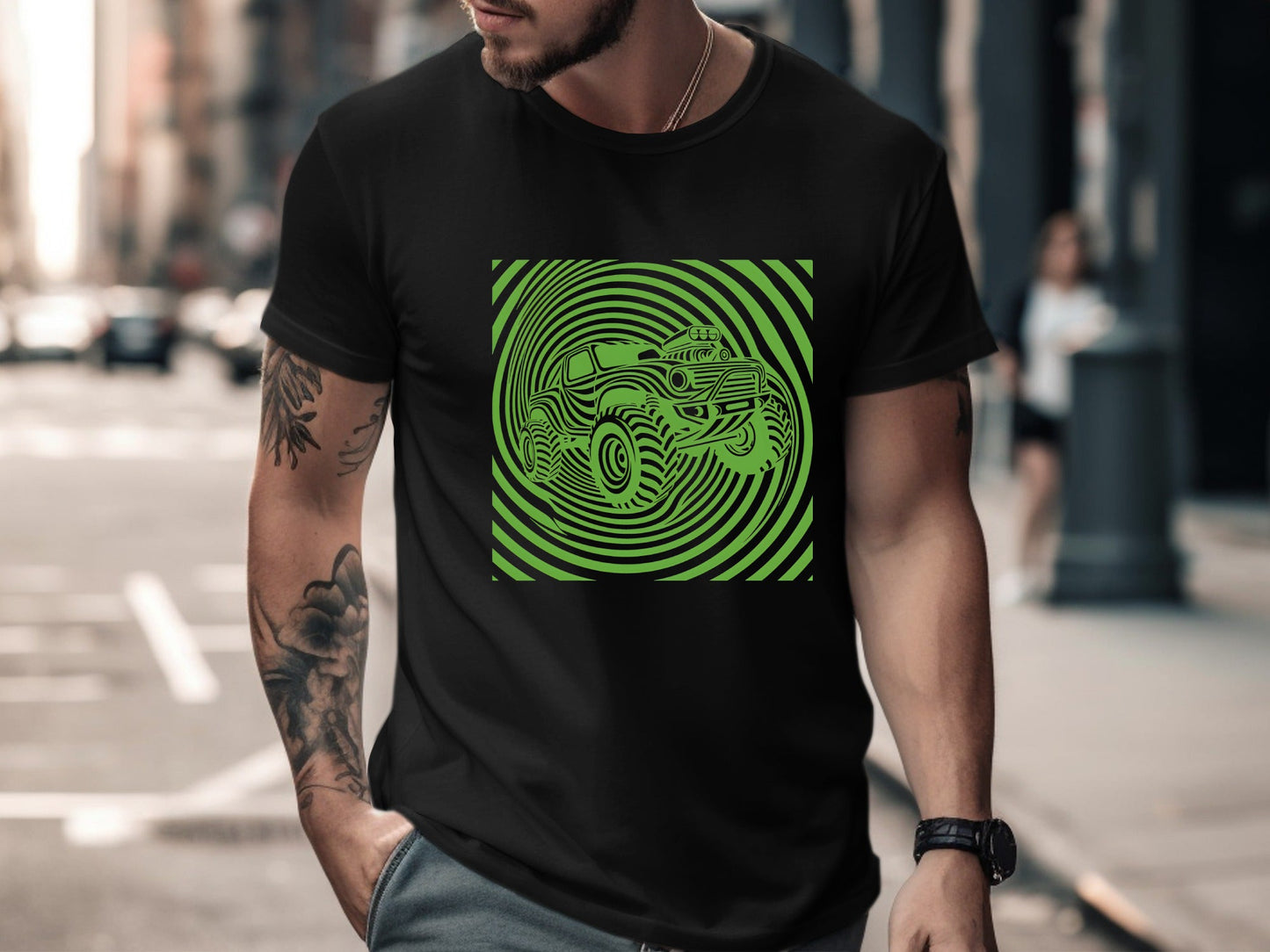 Hypnotic Green Monster Truck T-Shirt