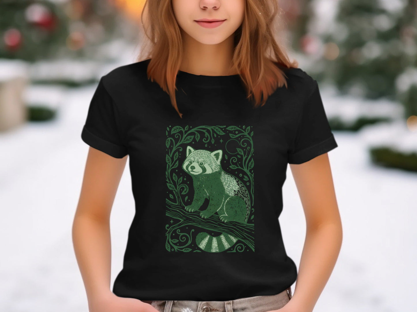 Vintage Style Red Panda Forest Illustration T-Shirt