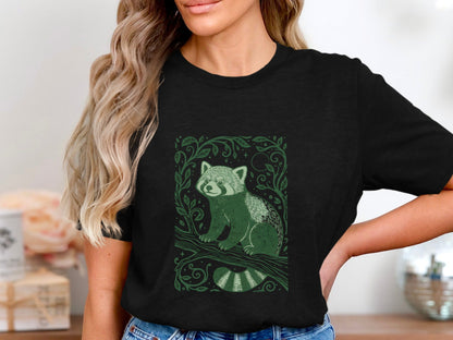 Vintage Style Red Panda Forest Illustration T-Shirt