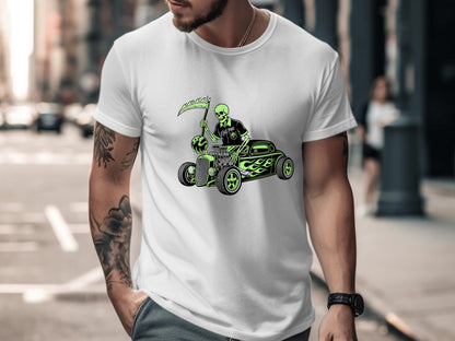 Bowling Reaper Hot Rod Skeleton T-Shirt