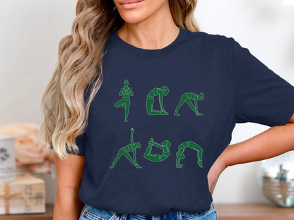 Yoga Poses Green Silhouette Sequence T-Shirt