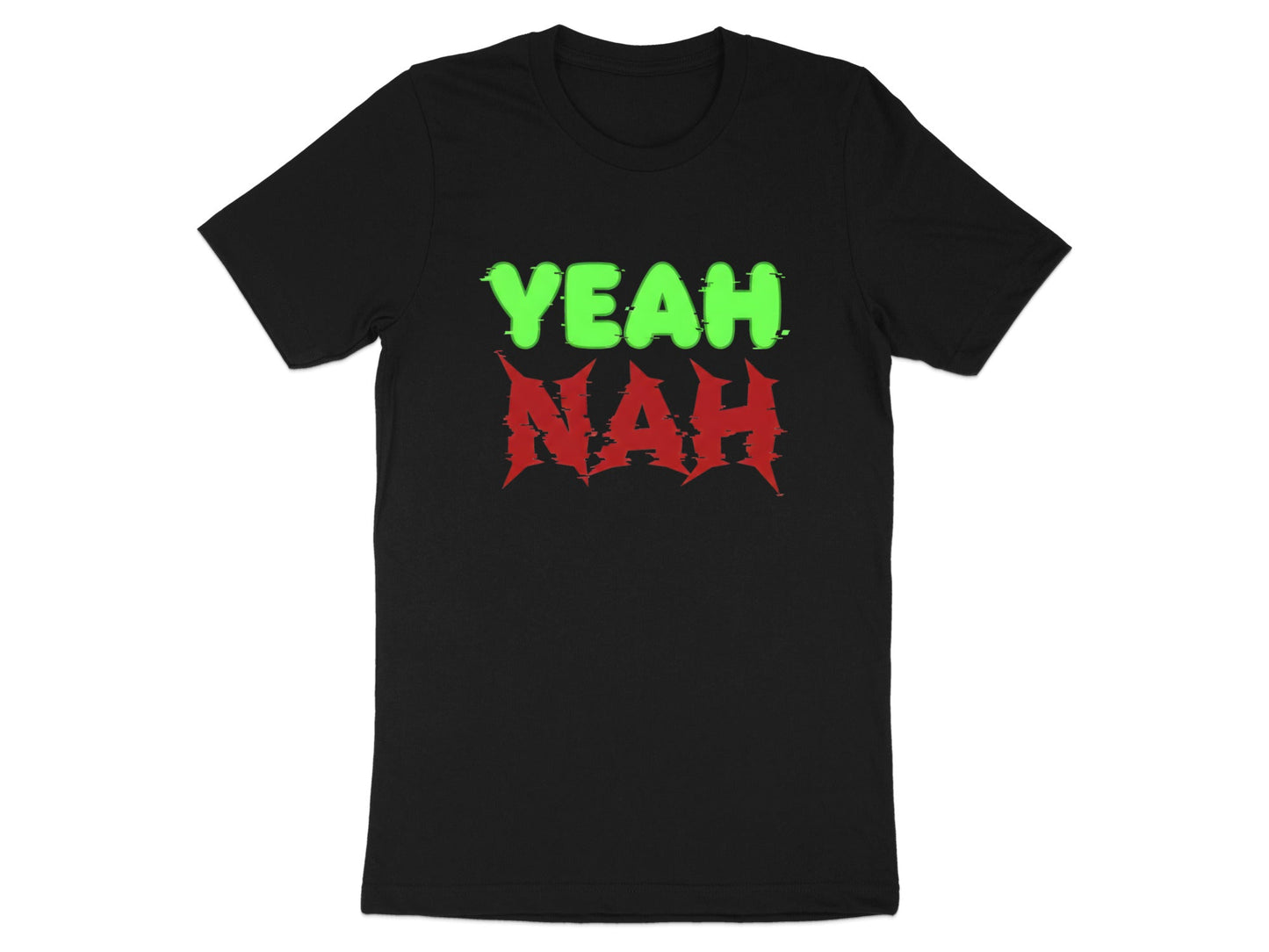 Yeah Nah Glitched Text Australian Slang Tee