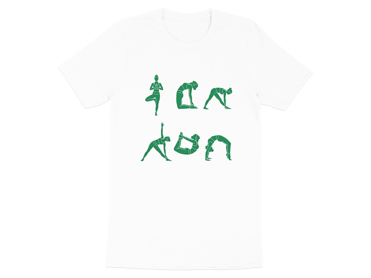Yoga Poses Green Silhouette Sequence T-Shirt
