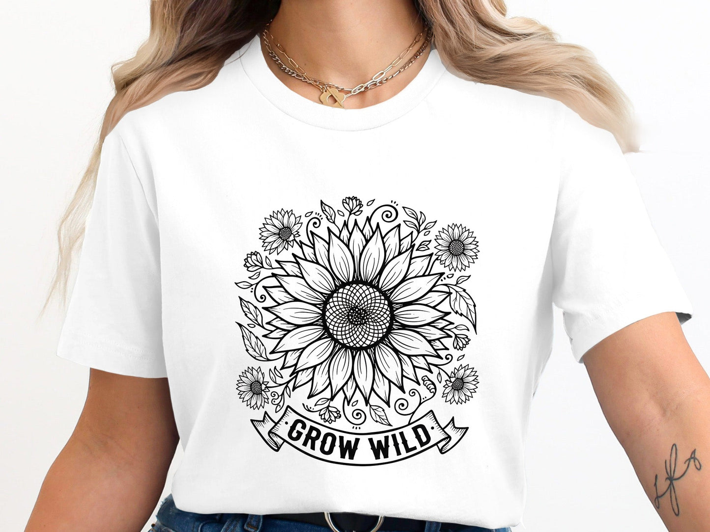 Grow Wild Sunflower Retro Graphic T-Shirt