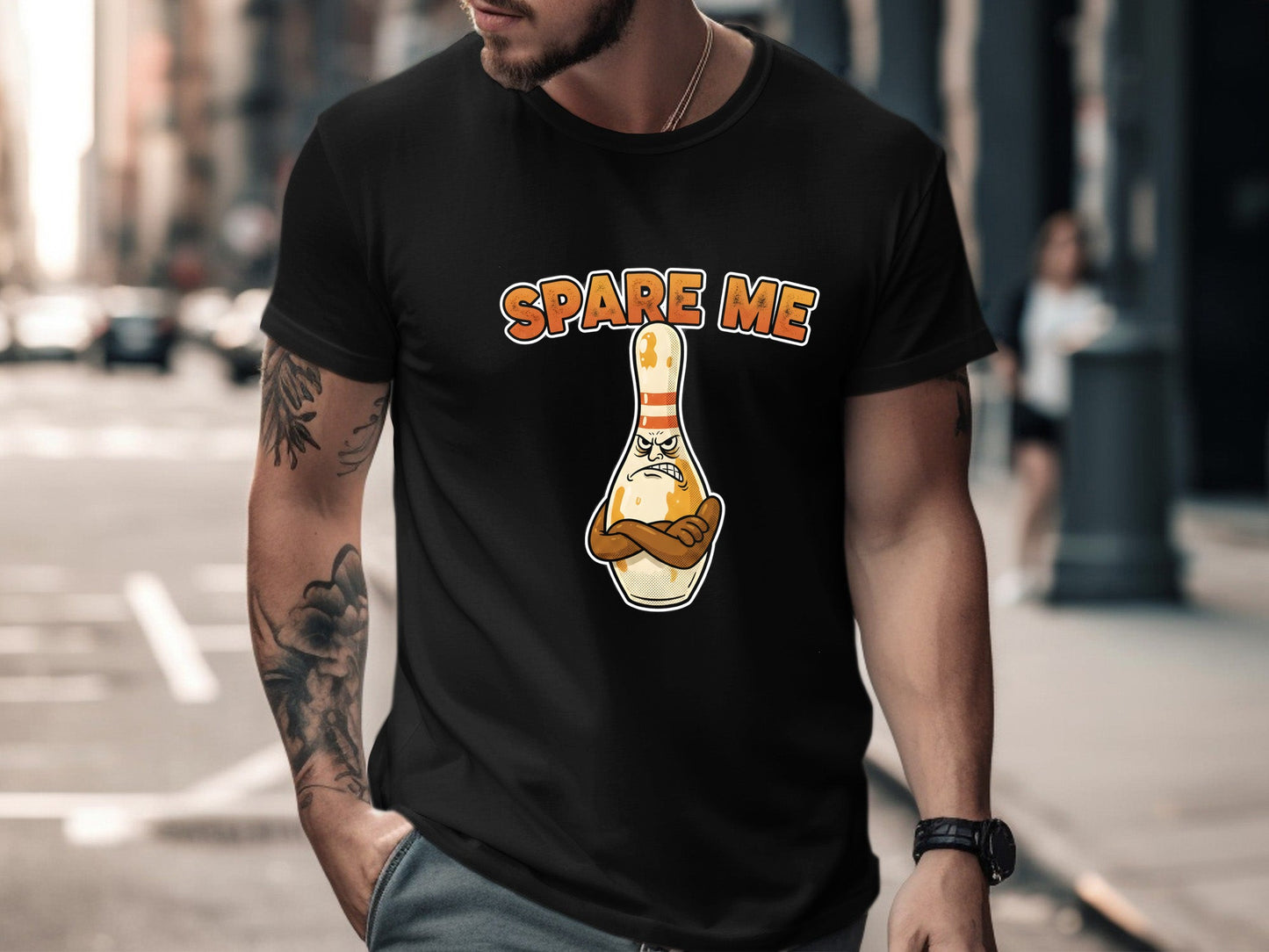 Spare Me Grumpy Bowling Pin Funny T-Shirt