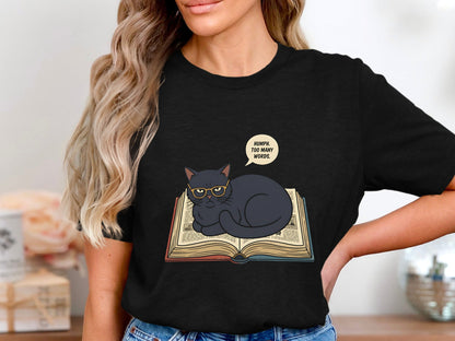 Grumpy premium Cat 'Too Many Words' Reading T-Shirt