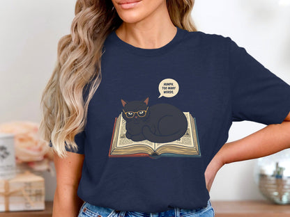 Grumpy premium Cat 'Too Many Words' Reading T-Shirt