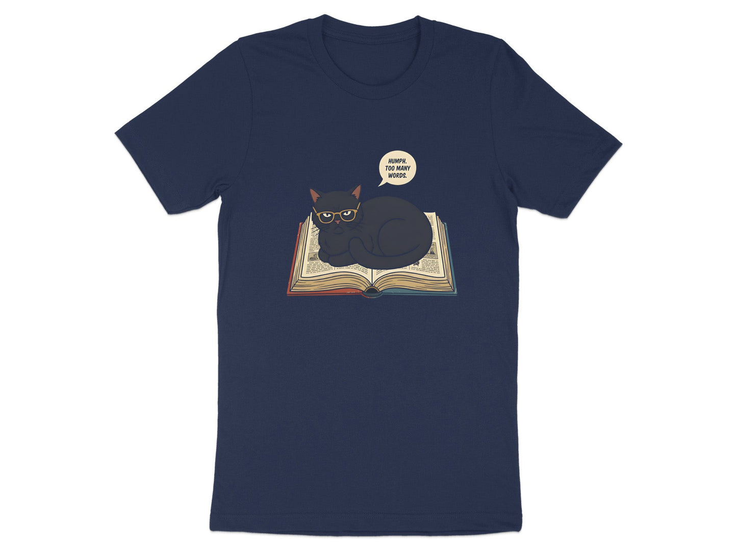 Grumpy premium Cat 'Too Many Words' Reading T-Shirt